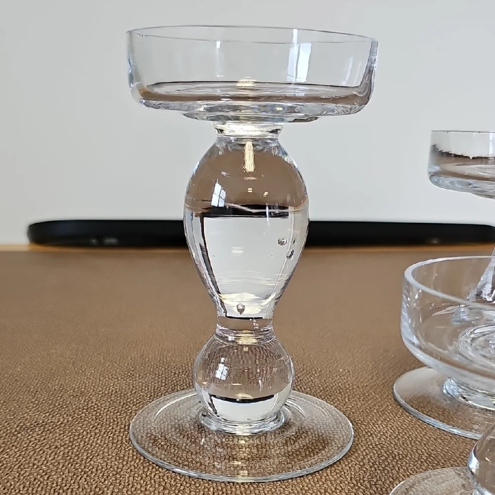 Elegant Clear Glass Candle Holders Set